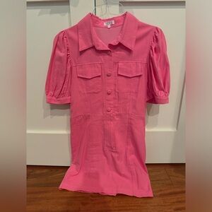 PINK DENIM BUTTON DOWN DRESS SIZE L